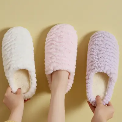 Warm Plush Slippers for Women Brown Comfortable Home
