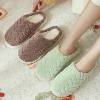 Warm Furry Slippers for Women & Men, Non-Slip Thick Sole