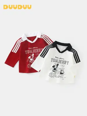 Duuduu Boys Red Long Sleeve Baby T-Shirt 2025