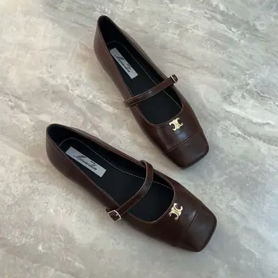 French Retro Mary Jane Flats for Women Brown Black