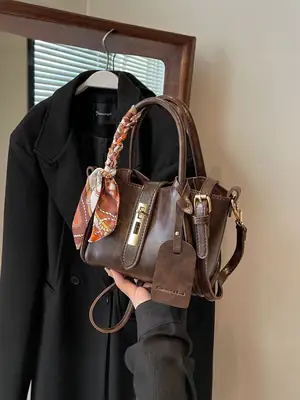 2025 Brown Leather Bucket Bag for Women