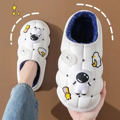 2025 Blue Cartoon Baby Cotton Slippers Winter Warm