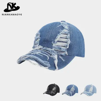 Retro Washed Denim Cap Blue Unisex Sun Hat