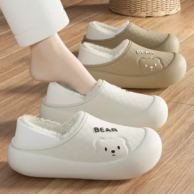 Women Winter Waterproof Cotton Slippers Black
