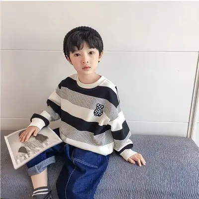 Boys Striped Sweatshirt Set Spring Fall 2025