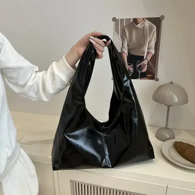 Black French Soft Leather Shoulder Bag for Women