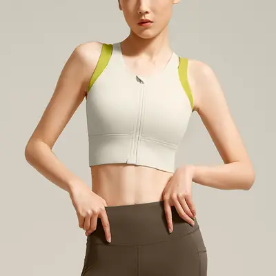 Front Zipper Large Size Sports Vest Women's High-Intensity Outer Wear Secondary Breast Bra Running Fitness Anti-Vibration Underwear
