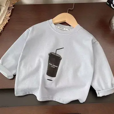 2025 Cotton Long Sleeve T-Shirt for Boys Girls White