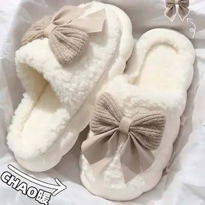 Women Warm Butterfly Cotton Slippers Winter Indoor