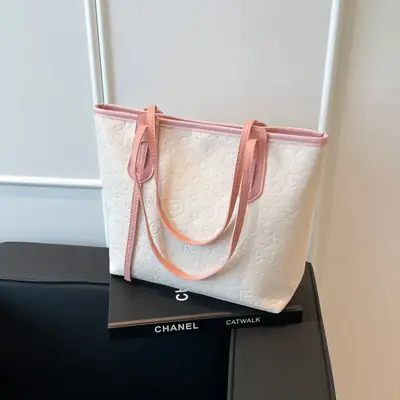 Women's Pink Embroidered Tote Bag with Handles