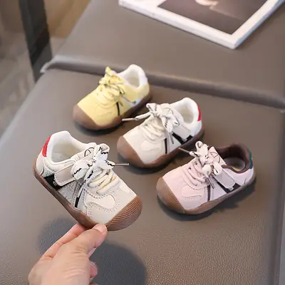 Korean Style Toddler Shoes White Red Sole