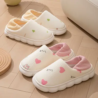 Warm Maternity Shoes Cotton Slippers for Women 2025 New Autumn Indoor Non-Slip Cartoon Home Cotton Shoes with Heel Cover
