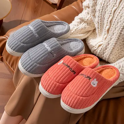 2025 New Cotton Slippers for Women in Autumn and Winter Indoor Home Thick-Soled Non-Slip Warm Home Slippers for Men Factory Batch