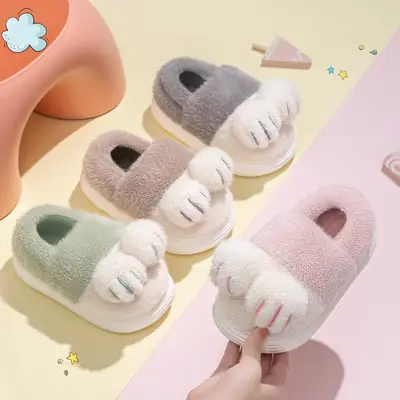 Warm Cartoon Furry Slippers for Girls Autumn Winter 2025