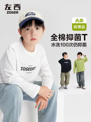 Zuoxi Boys Cotton Long Sleeve T-Shirt Blue 2026