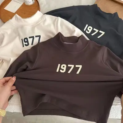 Boys 1977 Thermal Long Sleeve T-Shirt Brown Black White