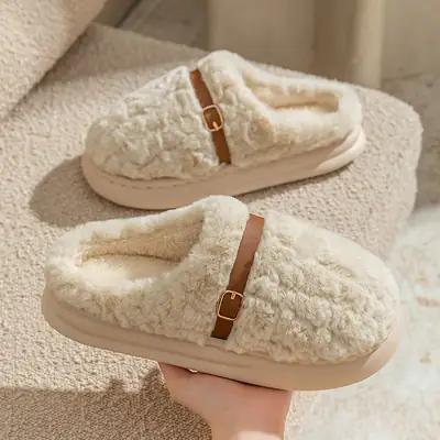 Winter Fleece Lined Slippers Mint Green for Couples