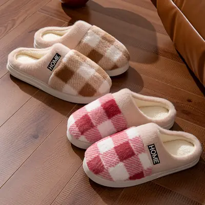 Autumn Winter Plush Cotton Slippers for Men