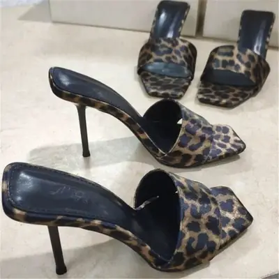 Leopard Print Stiletto Sandals for Women
