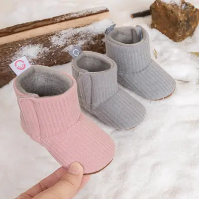 Cross-Border Autumn and Winter Fleece-Lined Baby Knit High-Tube Sock Boots Newborn Non-Slip Soft-Soled Pre-Walking Shoes Baby Shoes