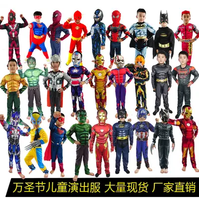Iron Man Hulk Batman Captain America Halloween Children's Superhero Costumes Muscle Costumes