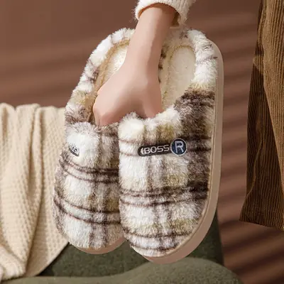 Manufacturer Wholesale Cotton Slippers for Women Winter Home Household Indoor Warm Non-Slip Thick-Soled Couple Wool Slippers for Men Autumn and Winter
