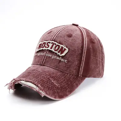 Purple Vintage Denim Baseball Cap with Embroidered Letter