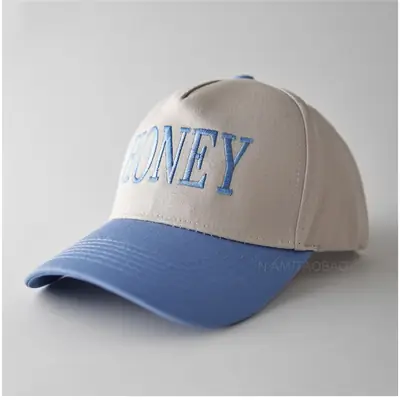 Honey Lettered Baseball Cap Pink Grey