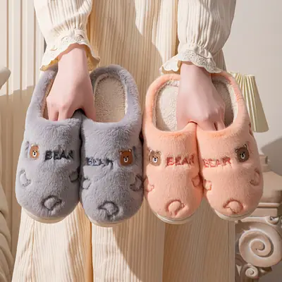 Men's Grey Soft Cotton Slippers Winter 2025