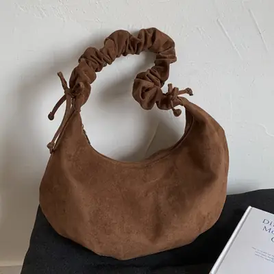 Brown Suede Crossbody Bag for Women Large Capacity