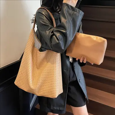 Women Cross-Border High-End Tote Bag Leather Shoulder Bag