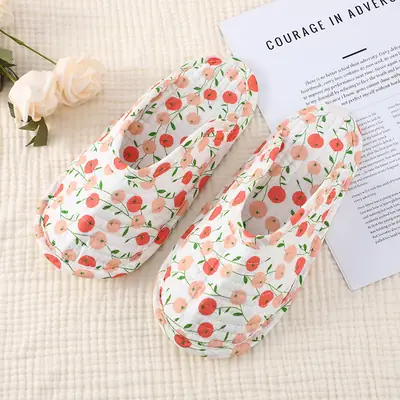 2025 Soft-Soled Silent Slippers for Women, Quilted Cotton Breathable Slippers, Indoor and Outdoor Thin-Soled Full Cotton Closed-Toe Slippers