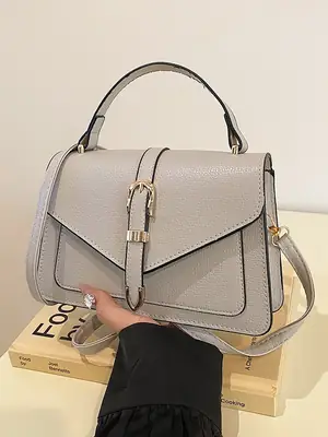 Textured Grey Square Handbag for Women 2026