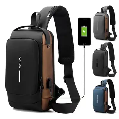 Men's Chest Bag Password Lock Anti-Theft Cycling Bag Casual Outdoor Running Waist Bag Single Shoulder Crossbody Sports Motorcycle Bag