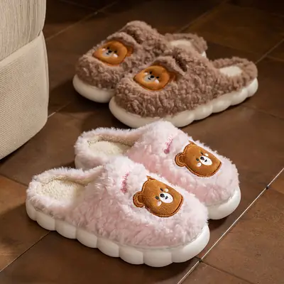 2025 Bear Cotton Warm Slippers for Women