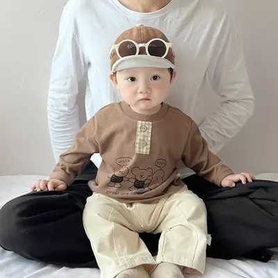 Baby Cartoon Printed Sleeveless T-Shirt Beige