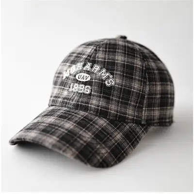 Men Plaid Letter Embroidered Baseball Cap