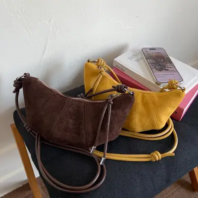 Retro Women's Brown Suede Shoulder Bag 2025