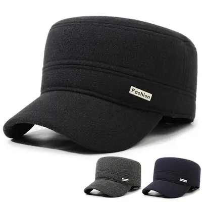 Autumn Winter Cotton Flat Cap for Men Elderly