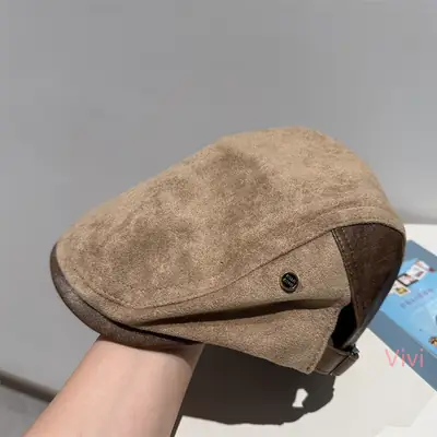 Black Japanese Suede Winter Cap for Men Women Vintage