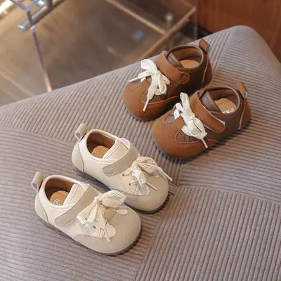 Korean Style Baby Girl Fashionable Wear-Resistant Soft-Soled Baby Toddler Shoes Autumn 0-2 Years Old 5 Girls Beanie Shoes Children's Casual Shoes