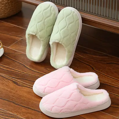 Autumn Winter Men's Furry Plush Slippers Pink