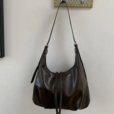 Retro Brown Shoulder Bag for Women Lazy Fashion Korean Style