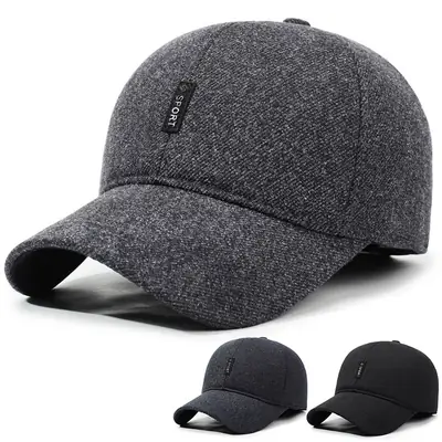 Winter Warm Grey Baseball Cap for Men