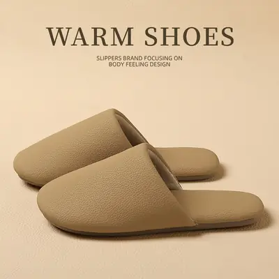 Women Japanese Style Warm Winter Slippers Soft Sole Brown