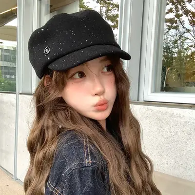 2025 Women Woolen Japanese Style Duckbill Hat 5.5cm