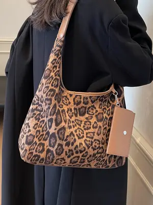 Leopard Print Large Cap Bag for Women 2025