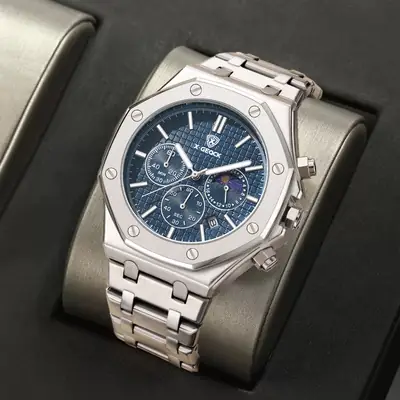 Popular Foreign Trade Men's Watch Fashion Octagonal Fully Automatic Business Non-Mechanical Quartz Watch Steel Band Cross-Border Wholesale
