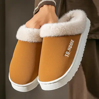 Women's Warm Furry Slippers Winter Home All-Inclusive Heel Strap