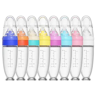 Baby Silicone Rice Cereal Bottle, Baby Food Bottle, Squeeze Spoon, Suction Cup Rice Cereal Feeder, Cross-Border Manufacturer Batch